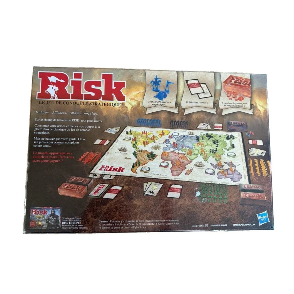 Hasbro Gaming Risk Strategy Board Game Complete Set w/ Cards & Dice Ages 10+
